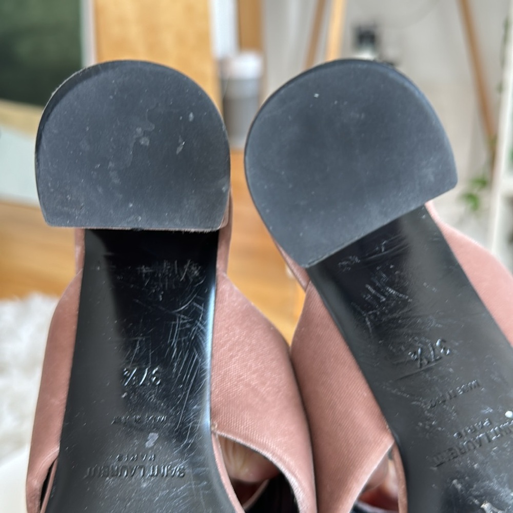 Saint Laurent Sandals Heels velvet Pink size 7 (37.5) - Picture 9 of 9